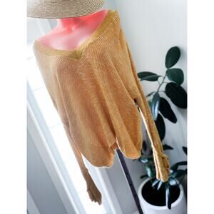 Sunset Meadow Whispers ultra Slouchy golden Sun-Kissed Bell Sleeve sweater